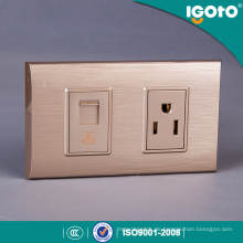 American Standard Golden Frame 1 Gang Tel Socket und American 3 Pin Socket Einsatz für zu Hause